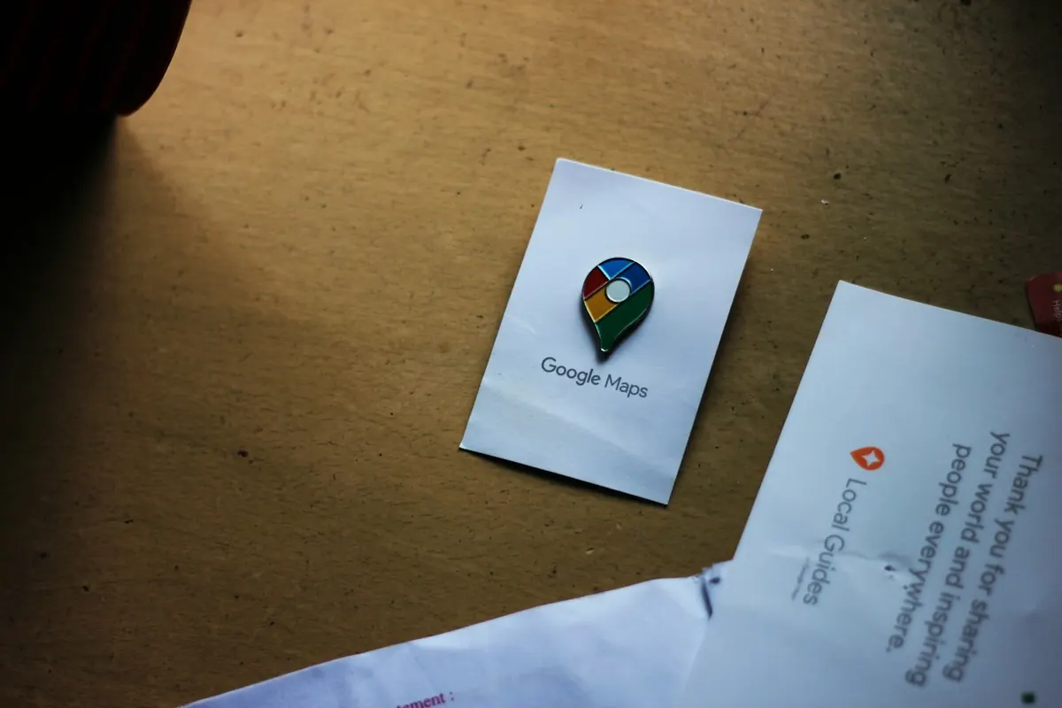Google Maps pin on a printed map