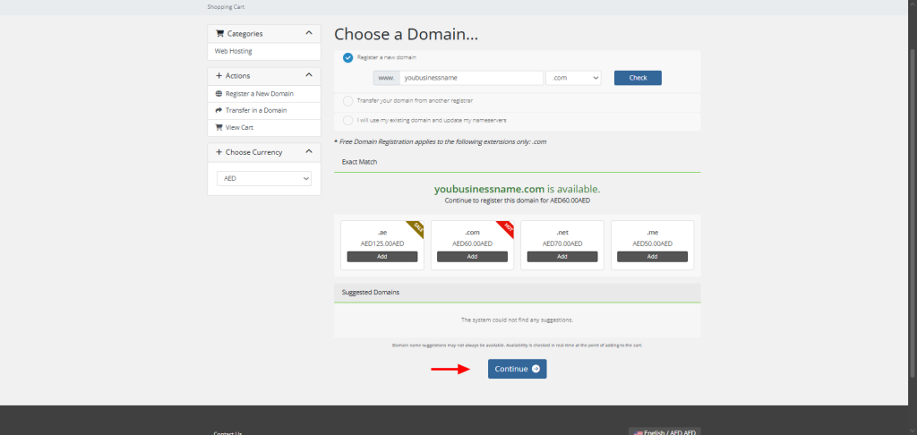 2. Choose your domain